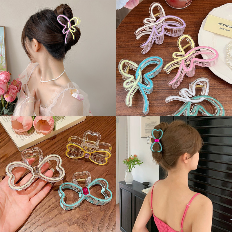 ใหม ่ Gradient ผีเสื ้ อผมคลิปสาวแฟชั ่ นหวานพลาสติก Hairpin Shark คลิปผู ้ หญิงอุปกรณ ์ เสริมผม