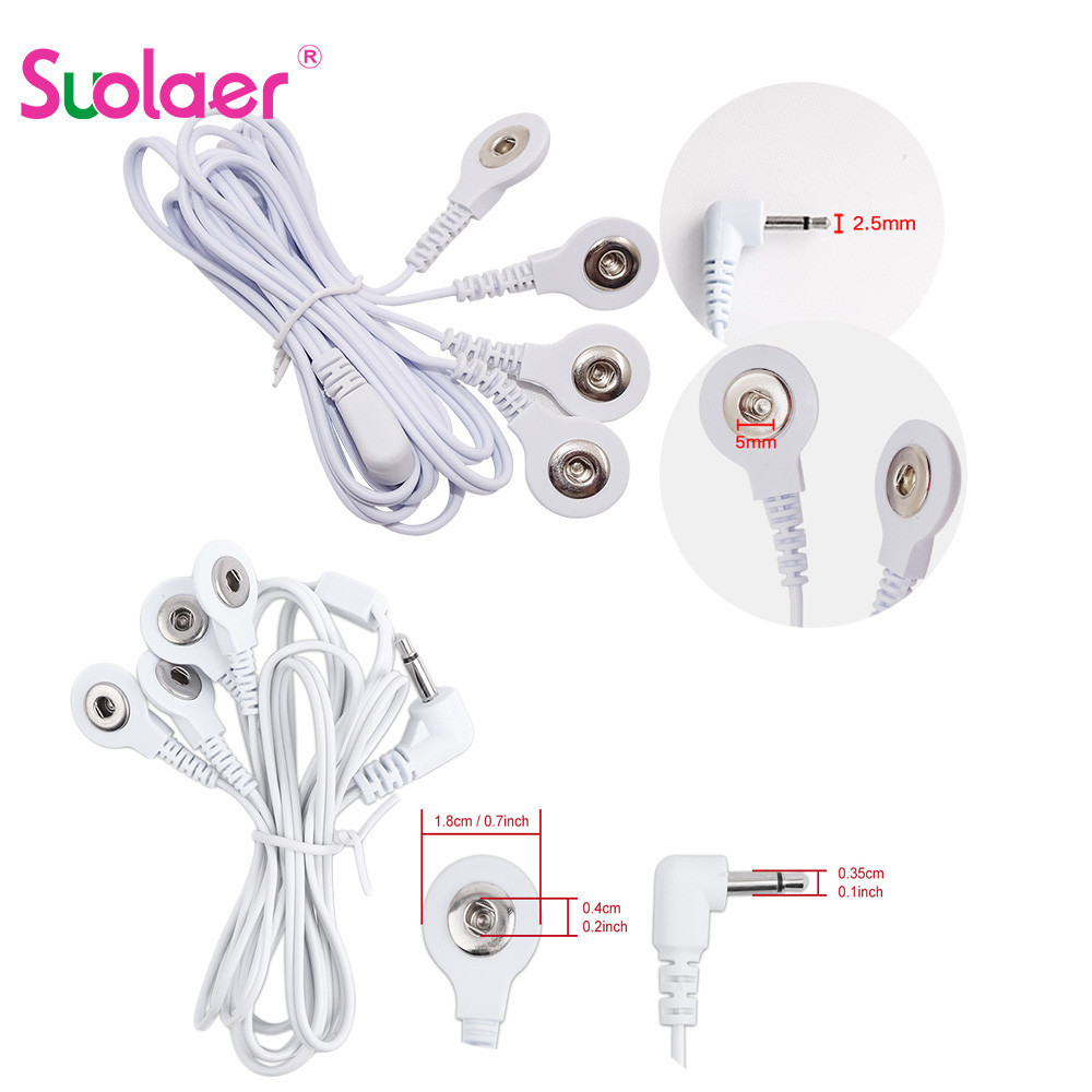 Suolaer 2/4 ทิศทาง 2.5/3.5 มม.TENSE สายอิเล็กโทรดลวดสําหรับ EMS TENS อุปกรณ์ Body Massager เพื่อผ่อน