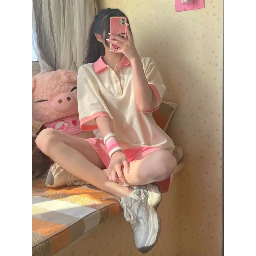 ส่งไวจากไทย TAYCEN M-2XL เสื้อโปโล ฝ้าย แขนสั้น ผู้หญิง เสื้อสาวอวบ เสื้อ oversize เกาหลี
