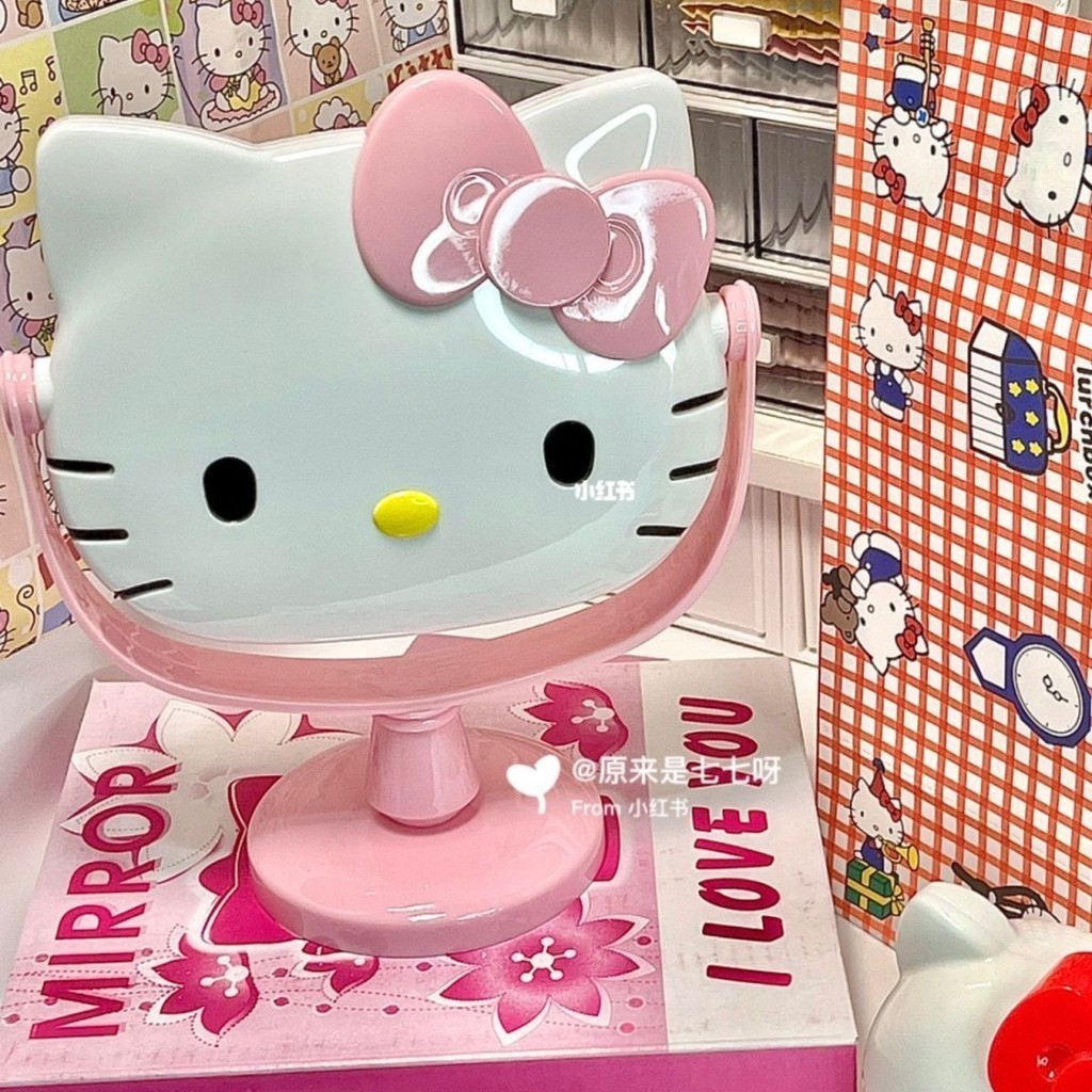 Hello kitty กระจกแต ่ งหน ้ า กระจกตั ้ งโต ๊ ะ กระจกแต ่ งหน ้ าหอพัก น ่ ารัก