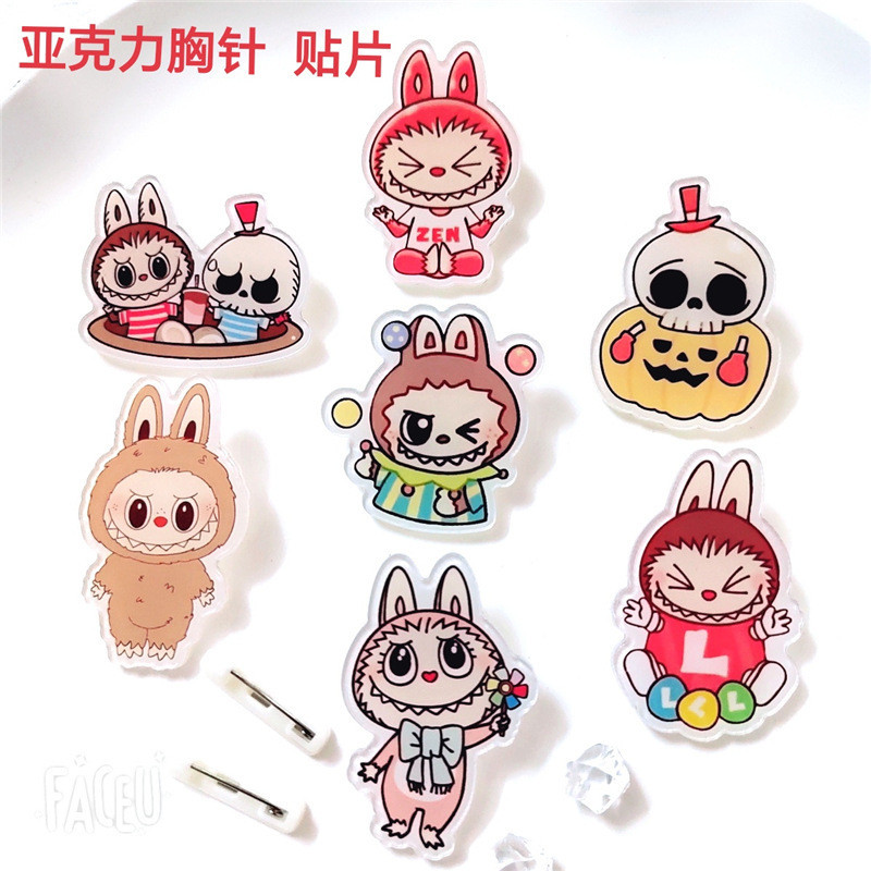 Ins อินเทรนด์การ์ตูน Labubu Badge เข็มกลัดอะคริลิคสาวน่ารักอุปกรณ์ต่อพ่วงเครื่องประดับจี้เคสโทรศัพท์ Patch