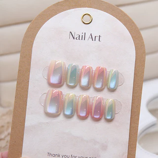 ใหม ่ 10PCS Cat Eye คริสตัลเล ็ บปลอม Shining Cat Eye Series สวมใส ่ เม ็ ดปลอม
