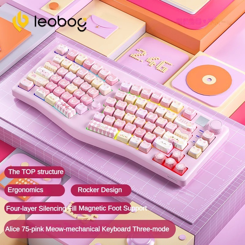 2025 ใหม่!!! LEOBOG A75 ที่กําหนดเอง Alice Mechanical Keyboard RGB TOP โครงสร้าง 2.4g ไร้สายสามโหมดบลูทูธเกม E-sports Office<p>“><center><h4></h4><p><p><font color=