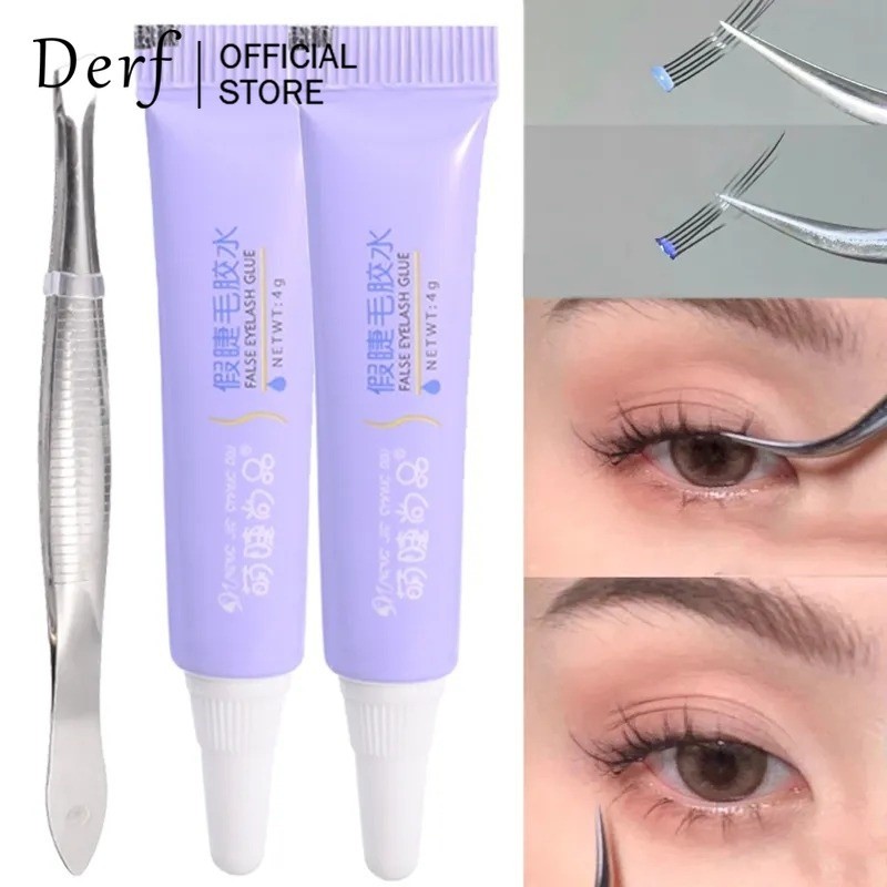 ชุดเจลขนตาปลอม แห้งเร็วเจลขนตาโปร่งใสกันน้ําแหนบขนตา 4ก