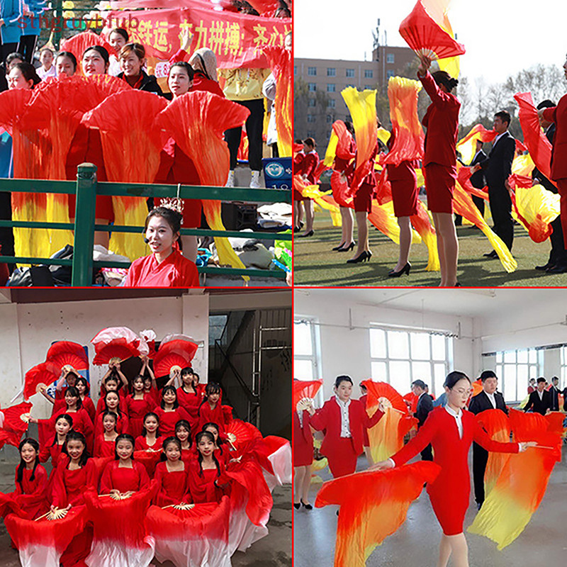 Sthb ขวามือ 150 ซม.ยาวพัดลมเต ้ นรําขายร ้ อนMs.Belly GradientสีDancerฝึกยาวเลียนแบบเต ้ นรําPropsผ ้ าไหมแฟนTH