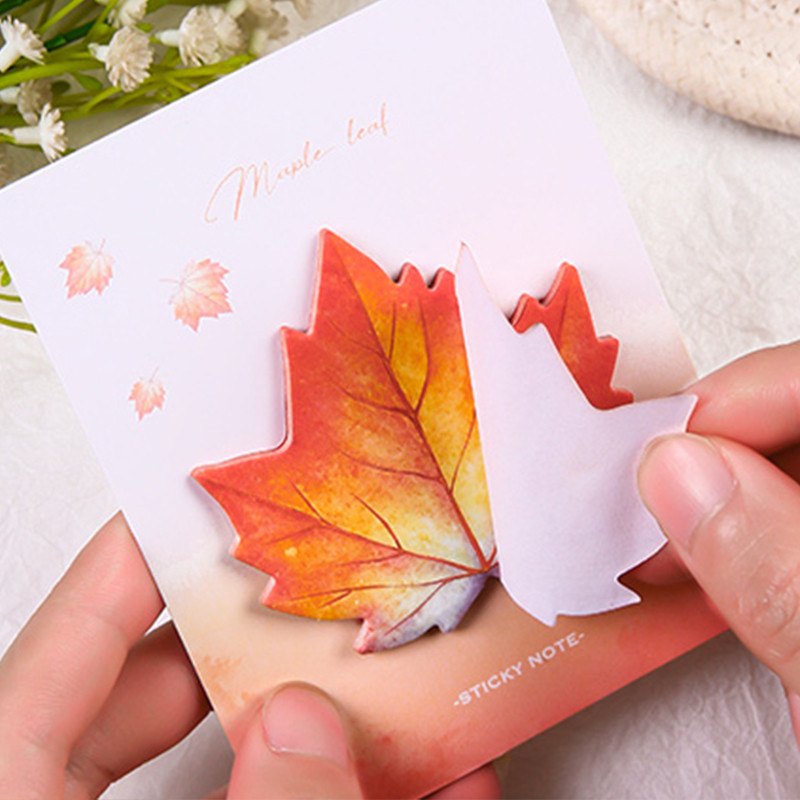 30แผ่นจําลองใบรูปร่างเหนียวบันทึกโรงเรียนสํานักงานแบบพกพาใบสไตล์แผ่นบันทึก