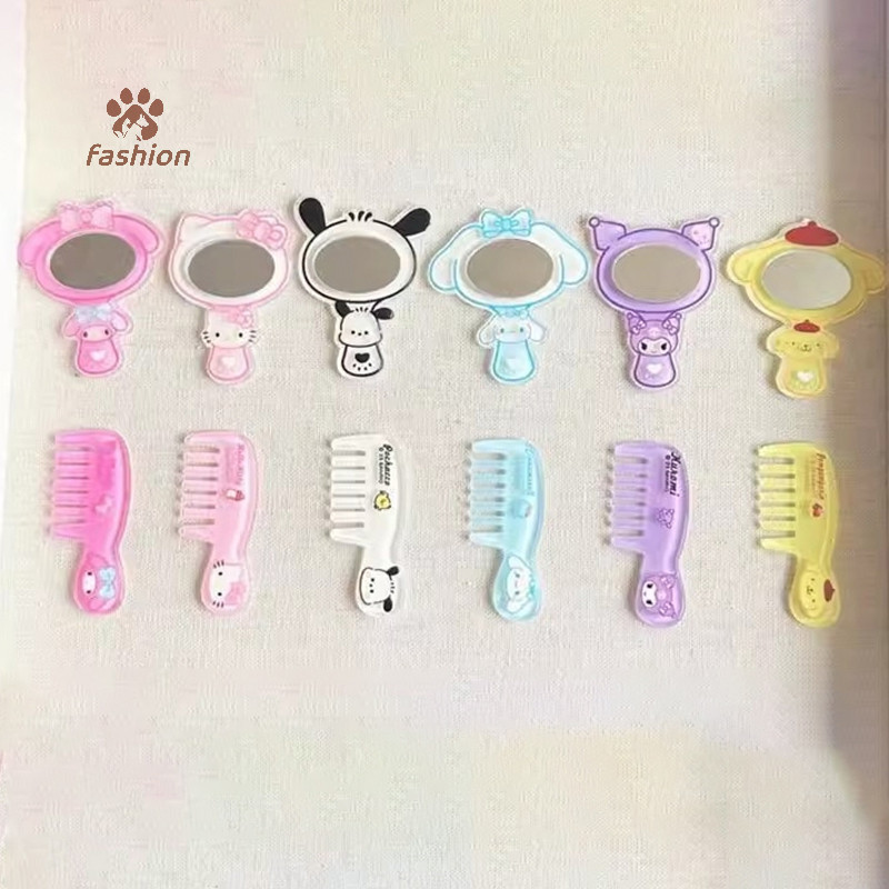 [แฟชั่น] กระจกแต่งหน้าการ์ตูนมินิสาวแบบพกพาหวีขนาดเล็กกระจกแต่งหน้าเครื่องประดับผม {ไทย}
