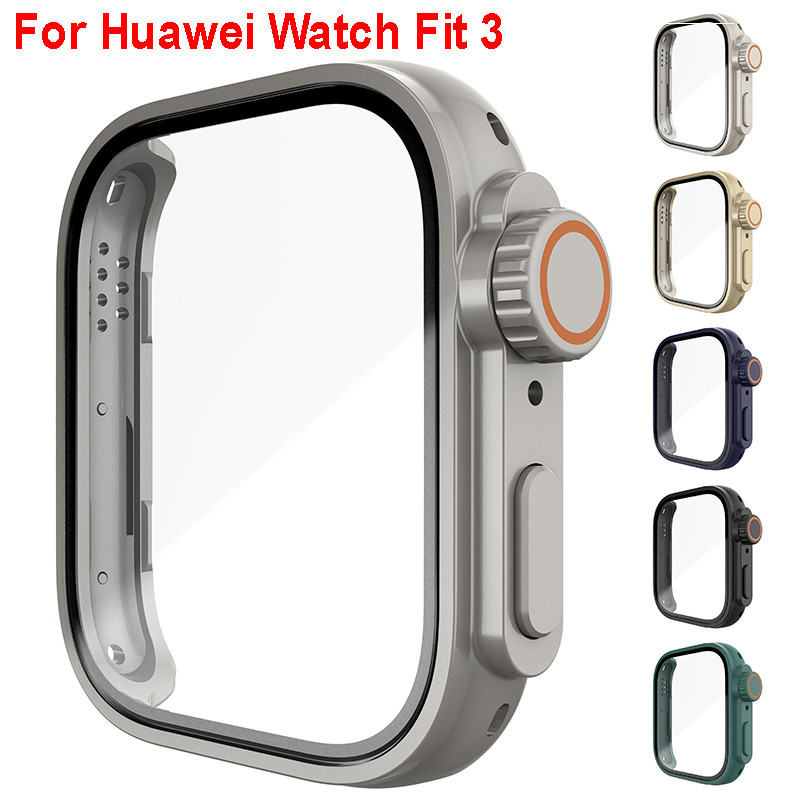 เปลี่ยนเคสอัลตร้าสําหรับ Huawei Watch Fit 3 เคสกระจกนิรภัยฝาครอบปกป้องหน้าจอสําหรับ Huawei Watch Fit3 อัพเกรด Ultra 2