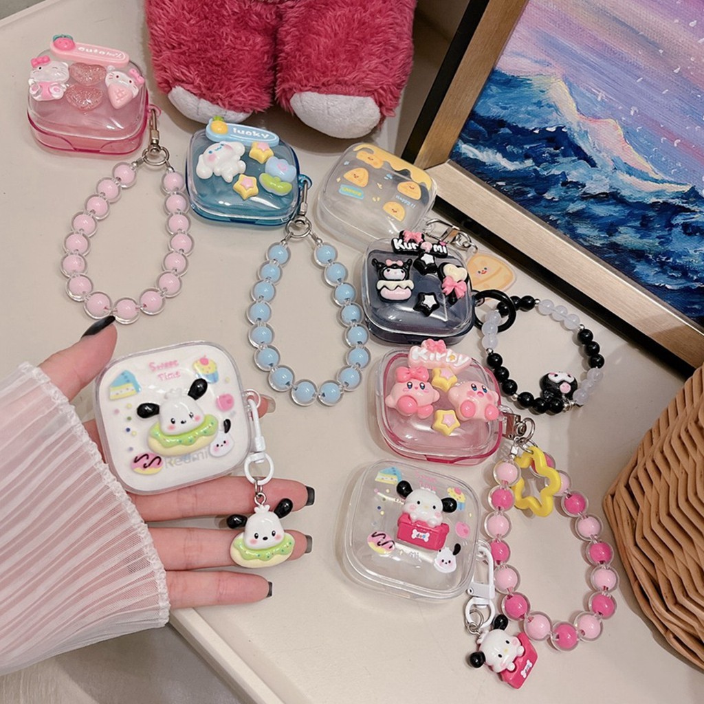Redmi Buds 6 Active หูฟังน่ารักการ์ตูน Pachacco Kirby Kuromi Hello KItty Cinnamoroll พร้อมจี้ป้องกันการสูญหายโซ่ Soft TPU หูฟังไร้สายชุดหูฟังเกราะป้องกัน