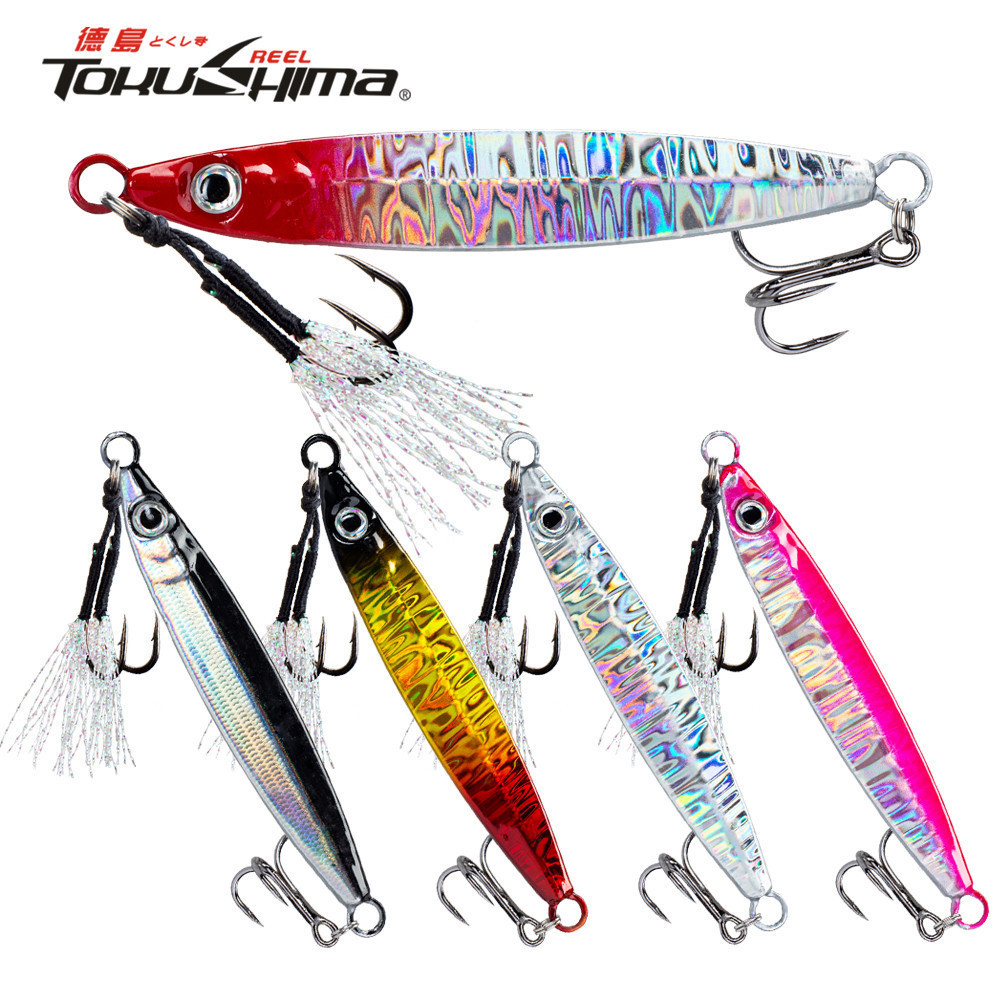 Metal Slow Jig 10-60g Sinking Casting Jigging Bait พร้อม Two Assist Hook สําหรับ Tuna Bass ในเกียร์ตกปลาน้ําจืดน้ําเค็ม