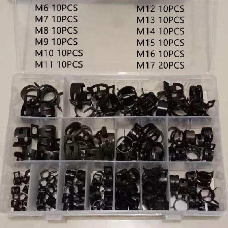 130 ชิ้น/เซ็ตฤดูใบไม้ผลิ Band ประเภท Action Fuel Line ซิลิโคนสูญญากาศท่อ Clamp แรงดันต่ํา Air Clip Fasteners Assortment Kit - รูปที่ 5