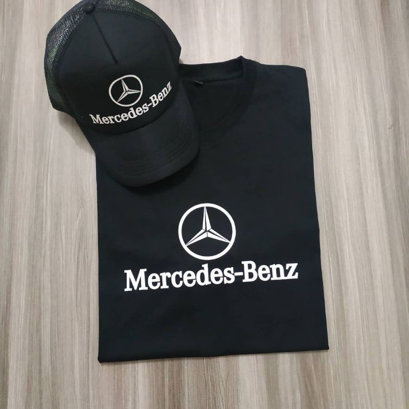 👕👕 เสื้อยืด พิมพ์ลายโลโก้หมวก MERCEDES BENZ สีขาวUnisex Mercedes-Benz