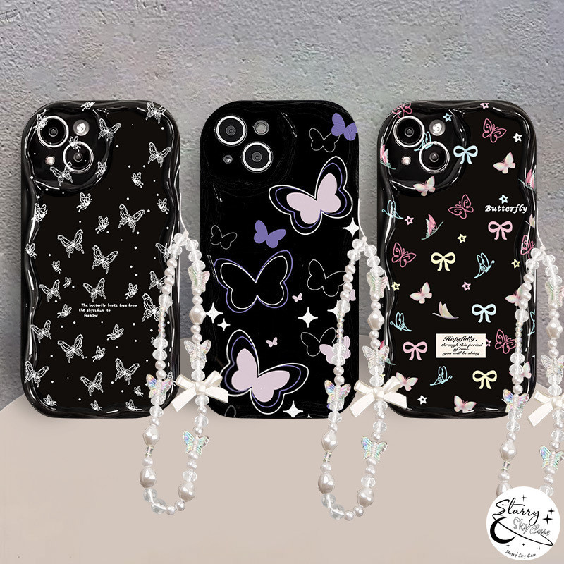 ผีเสื้อ Star Glitter Milk Line Retro Denim การเชื่อมต่อแฟชั่นคู่สําหรับ Realme C53 C55 C51 C11 C25 C