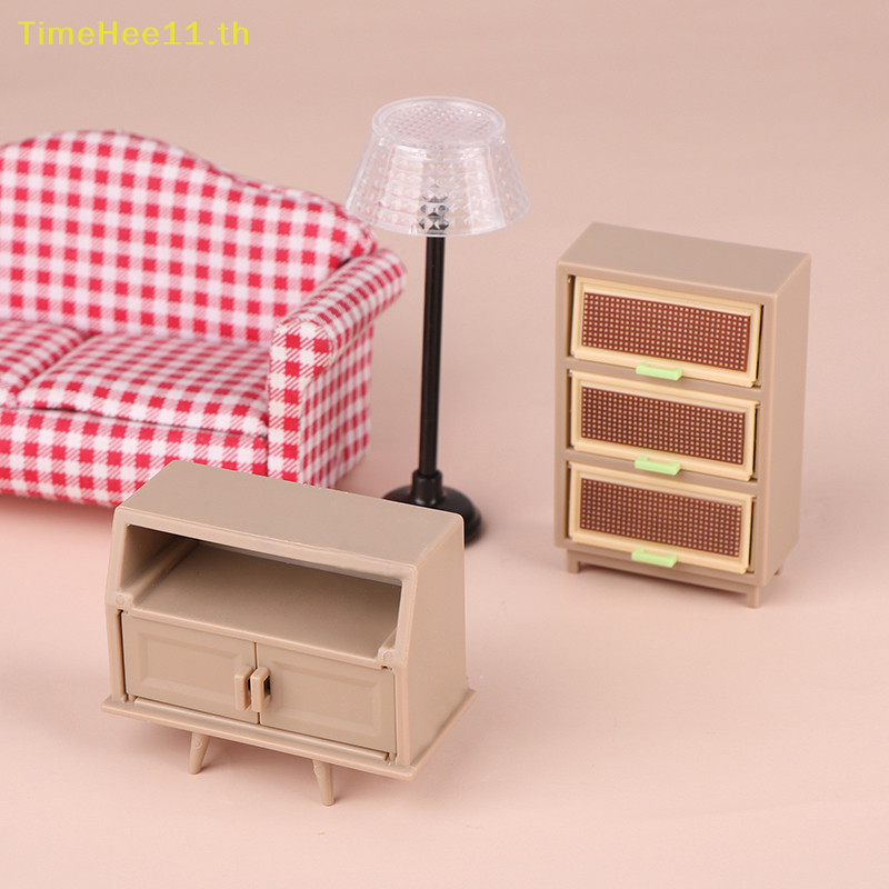 ไทม์ฮี 1/12บ้านตุ๊กตาตู้รองเท้าชั้นวางหนังสือโคมไฟตั้งพื้นนาฬิกาแขวนตุ๊กตาห้องนั่งเล่นเฟอร์นิเจอร์ตกแต่งตุ๊กตาเครื่องใช้ในบ้าน ไทย