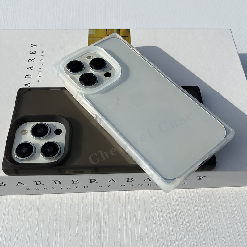 กันกระแทกสแควร์กรอบนุ่มเคลือบเงาใสสีดําเคสโทรศัพท์สําหรับiPhone 15Promax 15Pro 15Plus 15 14Promax 14Pro 14 11 13 12promax 17 13promax 12pro 13pro 14Plus 16Pro ราคา ถูกที่สุด ดีลบีเคเค