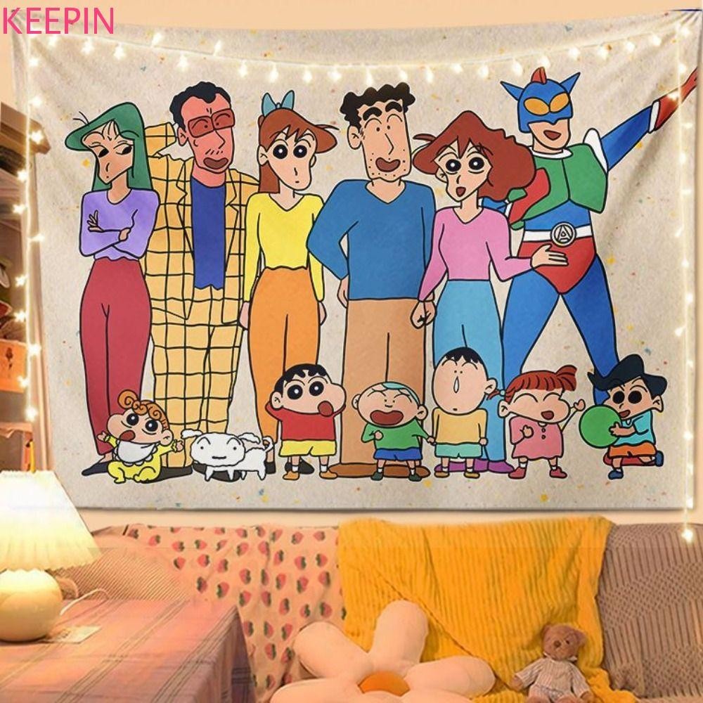 Keepin ฉากหลังเครยอนชินจัง, ฉากหลังหอพัก Kawaii 100X70 ซม., ตกแต่งผนังการ์ตูนน่ารักพื้นหลังแบนเนอร์ห้องนอน