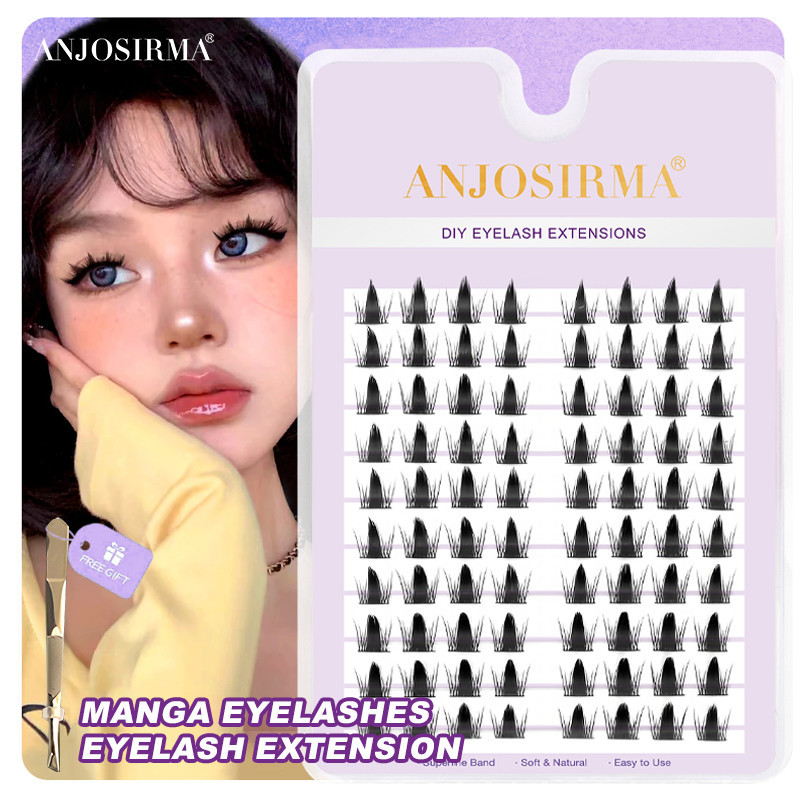 Anjosirma 80 cluster ขนตาปลอมธรรมชาติแบ่งส่วนขนตาปลอม, DIY ขนตาปลอม, ขนตาส่วนบุคคลคลัสเตอร์ เครื่องมือแต่งหน้า