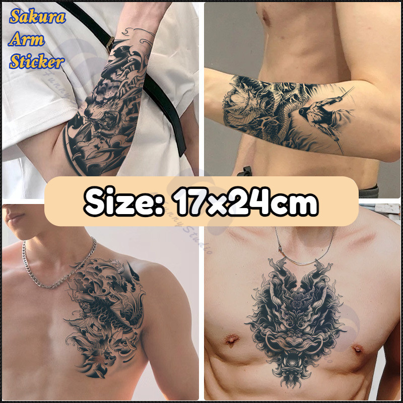 【MF Magic Tattoo】Japanese Cherry Blossom Arm Sticker รอยสักชั่วคราวกันน้ํา Anti-Rubling ยาวนาน 15 วัน