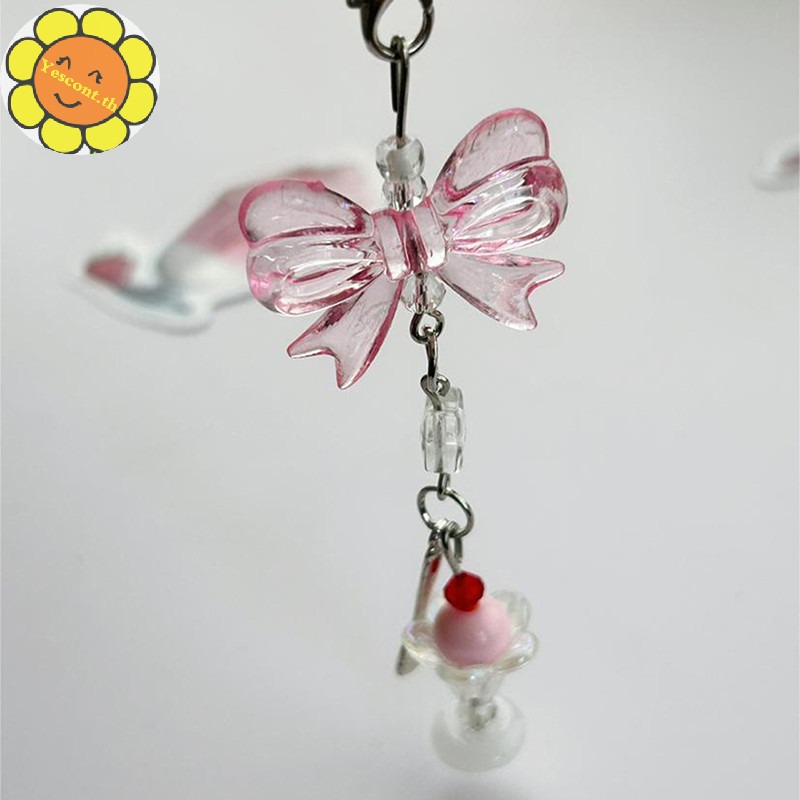 Yescont หวานน่ารักไอศกรีมจี้พวงกุญแจ Star Bow ลูกปัดโทรศัพท์ Lanyard กระเป๋าเป้สะพายหลัง Ch หูฟังตกแต่งเครื่องประดับสาวของขวัญ TH