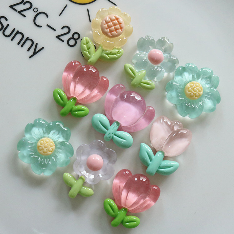 ดอกไม้เดซี่น่ารัก Jibbitz Croc Sunflower Jibits ดอกไม้ Crocs Charm เรซิ่นทิวลิป Croocs สําหรับเด็กรองเท้า Charms Pin ตกแต่ง