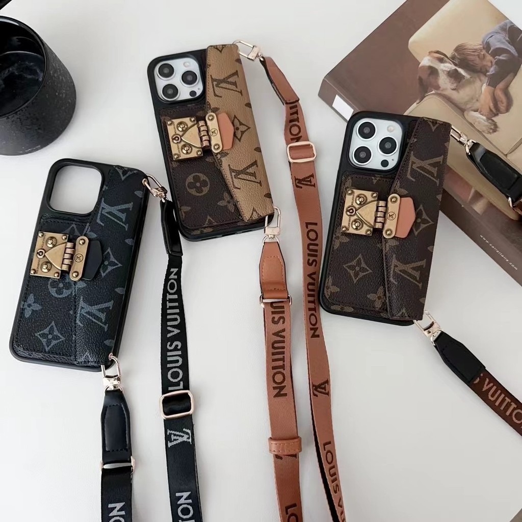 (หนัง) เคส Samsung Galaxy S24 S23 plus S22 Ultra Card กระเป๋าเชือกข้ามแนวทแยง