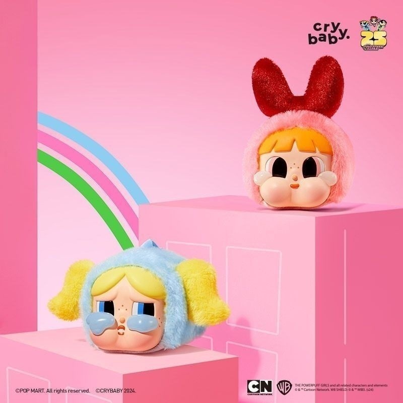 Popmart popmart อย่างเป็นทางการ popmart CRYBABY Powerpuff Girls ไวนิล Face จี้ Plush Mystery กล่องของเล่นของขวัญวันเกิด QXPS R5VT