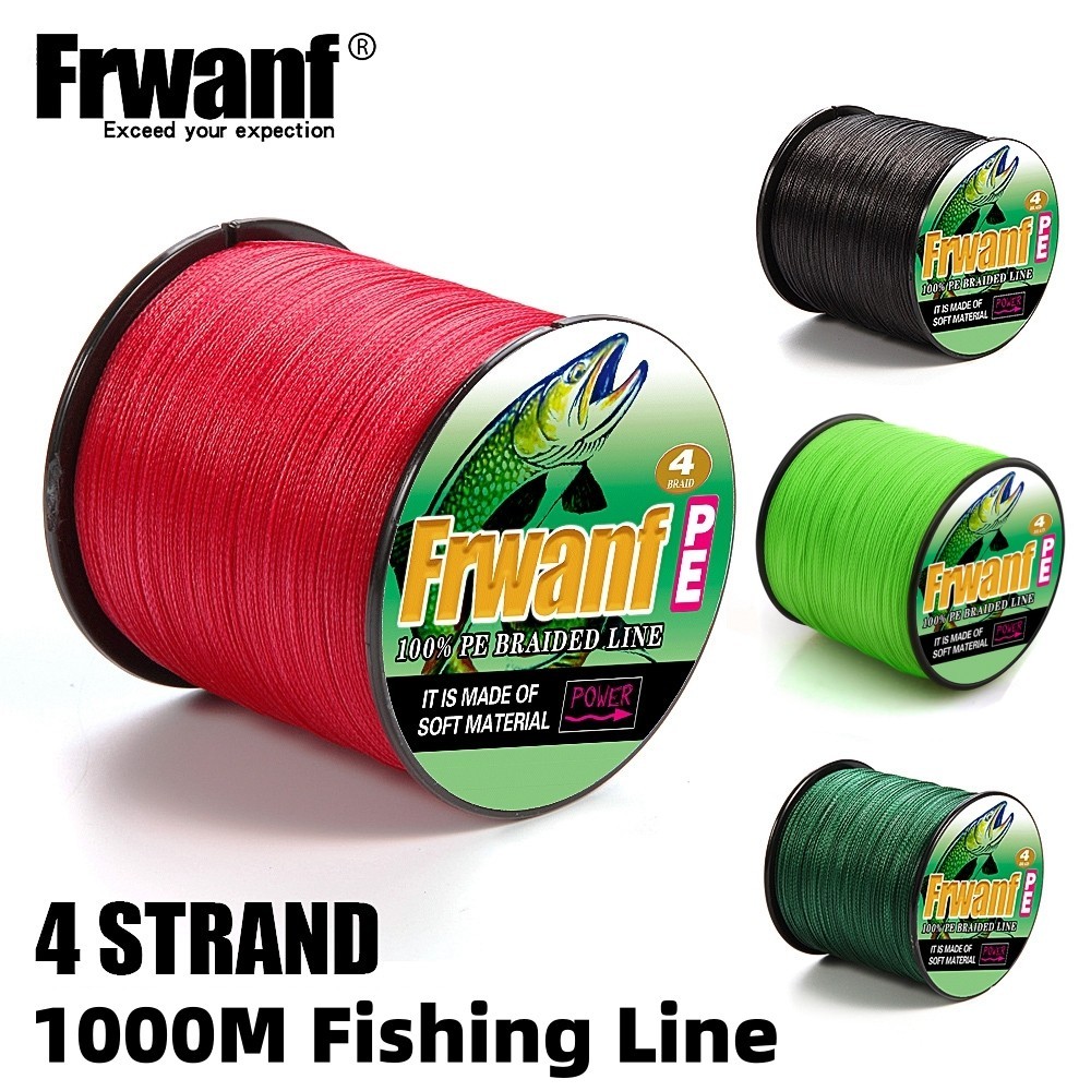 Frwanf 4X PE สายตกปลา 1000 เมตร สายถัก Multifilament Line สายลอย 4 เส้น 0.9 กก.-45.3 กก.