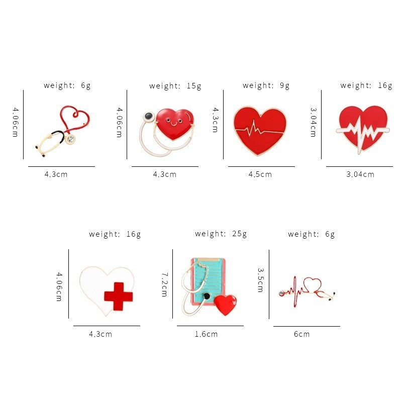 3-6 ชิ้น/เซ็ตอุปกรณ์การแพทย์การ์ตูนเข็มกลัด EKG หูฟังเคลือบ Pin หมอพยาบาลเข็มกลัดเสื้อผ้าอุปกรณ์เสริมเครื่องประดับสําเร็จการศึกษาของขวัญSET-20 - รูปที่ 5