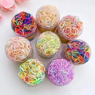 500 ชิ้น/เซ็ต (พร้อมกล่อง) เชือกผูกผมแบบใช้แล้วทิ้งสําหรับเด็กแฟชั่นเกาหลีสีลูกกวาดยืดหยุ่นสูงเด็กสาวยางรัดเครื่องประดับผม