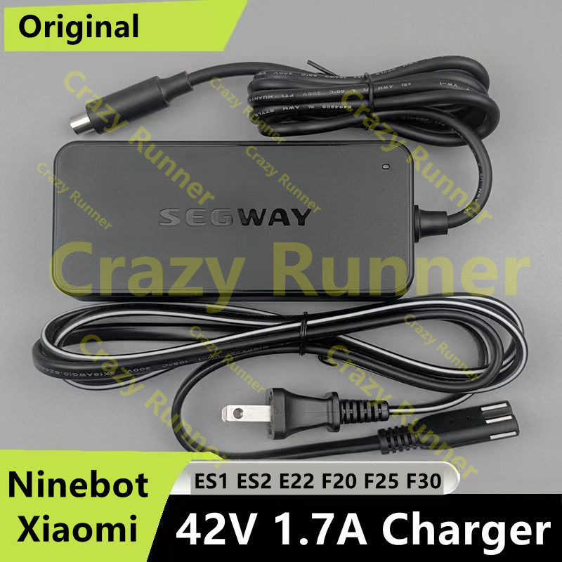 42v 1.7A แท้ สายชาร์จ สายชาร์จแบตเตอรี่ สกูตเตอร์ไฟฟ้า Ninebot Segway สกู๊ตเตอร์สําหรับ ES1 ES2 ES4 E22 E25 ES1LG30 AirT15 GT1 GT2 G30 E8 E10 C15 F20 F25 F30 F40 สําหรับ Xiaomi M365 Pro 1S