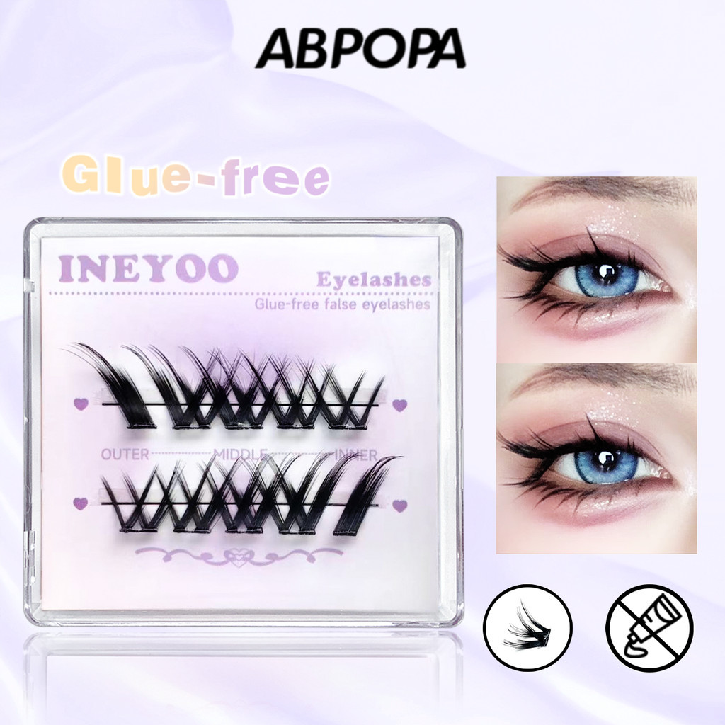 Abpopa INEYOO ไม่มีกาวต้องการขนตาธรรมชาติโค้งหนา Layering Bushy Maiden ขนตาสําหรับตุ๊กตา