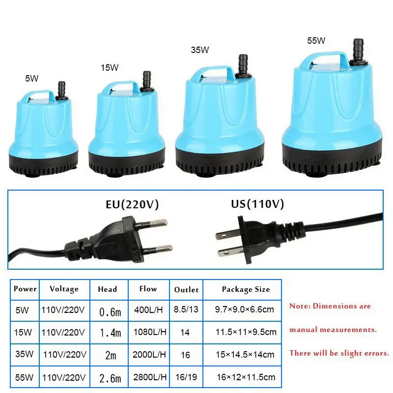 ปั๊มน้ำแบบจุ่มสำหรับตู้ปลา 110v 220v ปั๊มดูดด้านล่าง ปั๊มกรองด้านล่าง ปุ๋ยสำหรับตู้ปลา, บ่อ, อควาเรี
