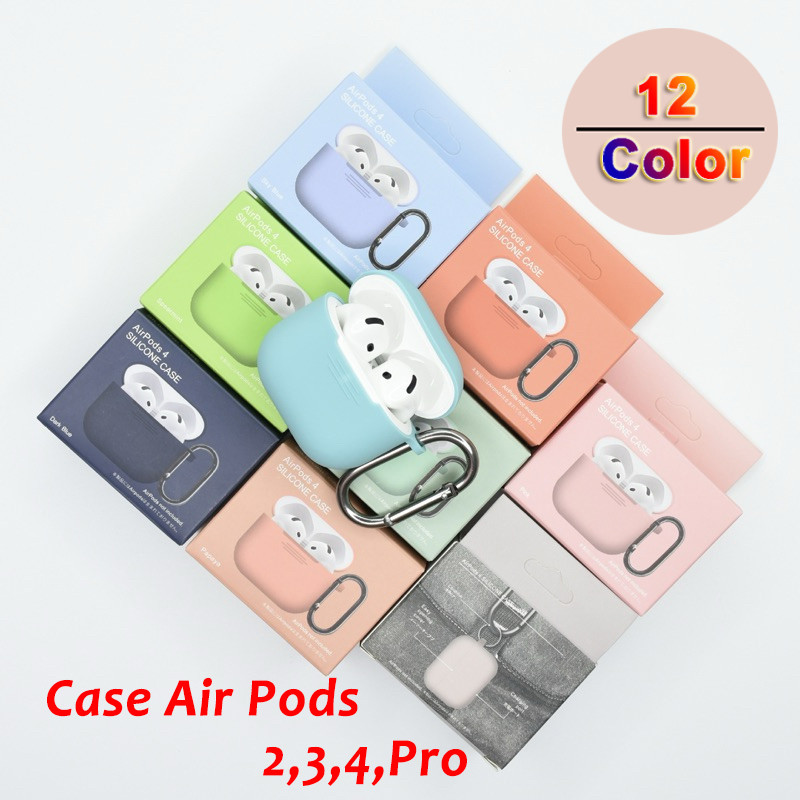 พร้อมส่ง🇹🇭 Case For Airpods 4 2024 เคสซิลิโคนสำหรับ แอร์พอต พร้อมห่วงคล้อง carabiner  For Air Pods Pro 2/3/4 048