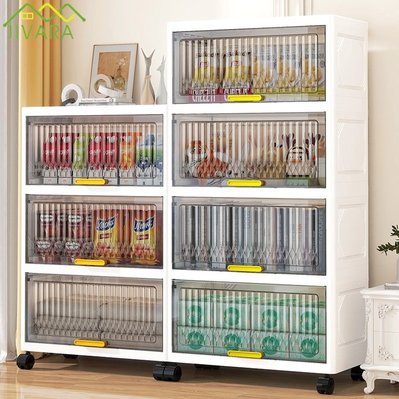 JIVARA ชั้นเก็บของในครัวแบบตั้งพื้น พับเก็บได้ วัสดุแข็งแรง ทนทาน ชั้นวางของในครัว ชั้นเก็บของหลายชั