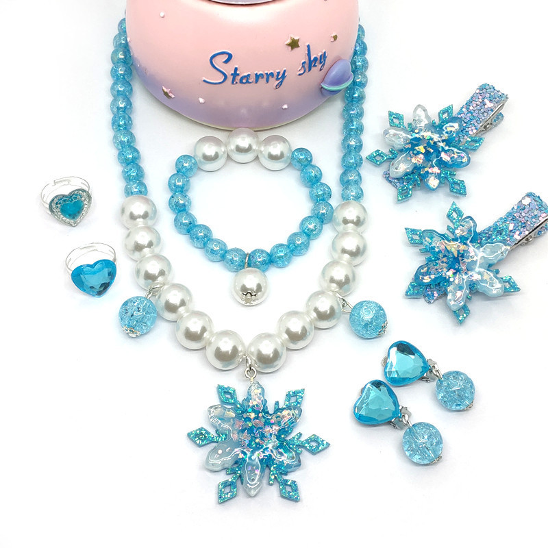 ชุดเครื่องประดับเด็กหญิง สร้อยคอเด็ก จี้เกล็ดหิมะ แฟชั่นสำหรับเด็กหญิง