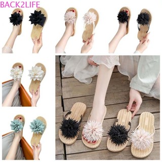 Back2life รองเท้าแตะดอกไม้, รองเท้าแตะริมทะเลกันลื่นผ้า, สไต…