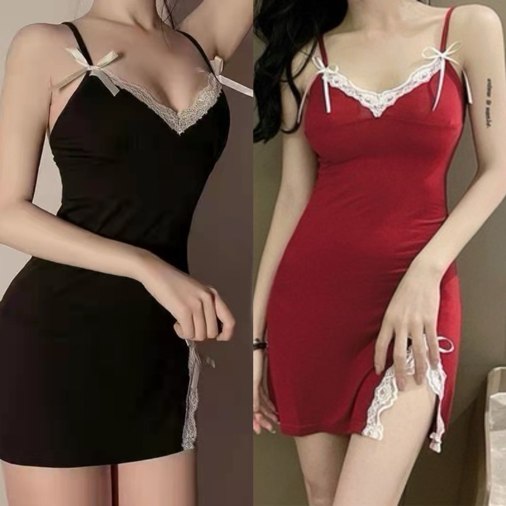 Cynthia_Shop ชุดนอนสตรี หญิงใหม่แฟชั่น สายรัดคอสะโพกเซ็กซี่สะโพกชุดนอน หญิงหลาใหญ่ชุดนอน #6005