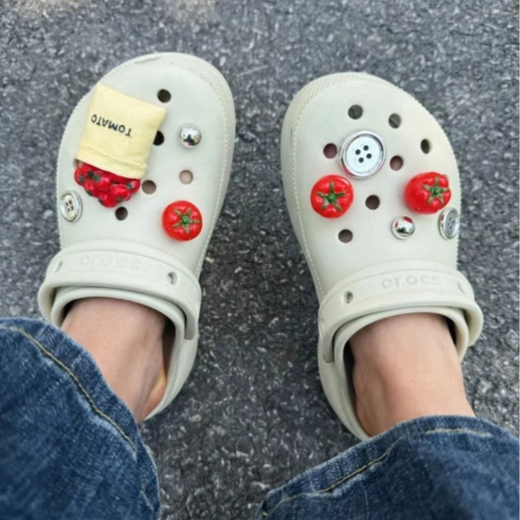 เสน่ห์รองเท้าถุงมะเขือเทศขนาดเล็ก - อุปกรณ์เสริม DIY s Clog ตกแต่งรองเท้าที่ถอดออกได้เฉพาะสําหรับผู้ชายและผู้หญิง, คลิปรองเท้าสร้างสรรค์สําหรับอินเทรนด์ Sh