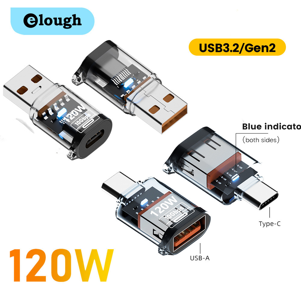 Elough 120W ประเภท C หญิง USB A อะแดปเตอร์ OTG USB3.2/Gen2 หญิง USB-C ชายอะแดปเตอร์สําหรับ Mac Android โทรศัพท์มือถือ