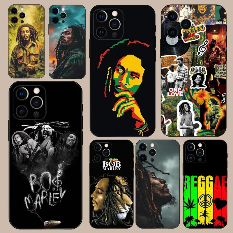 TK-1 Bob M-Marley คําคม Rasta Reggae เคสโทรศัพท์สําหรับ iPhone 16, 17,15,14,13,12,11,Pro,X,XS,Max,XR,Plus,Mini Soft ฝาครอบสีดํา