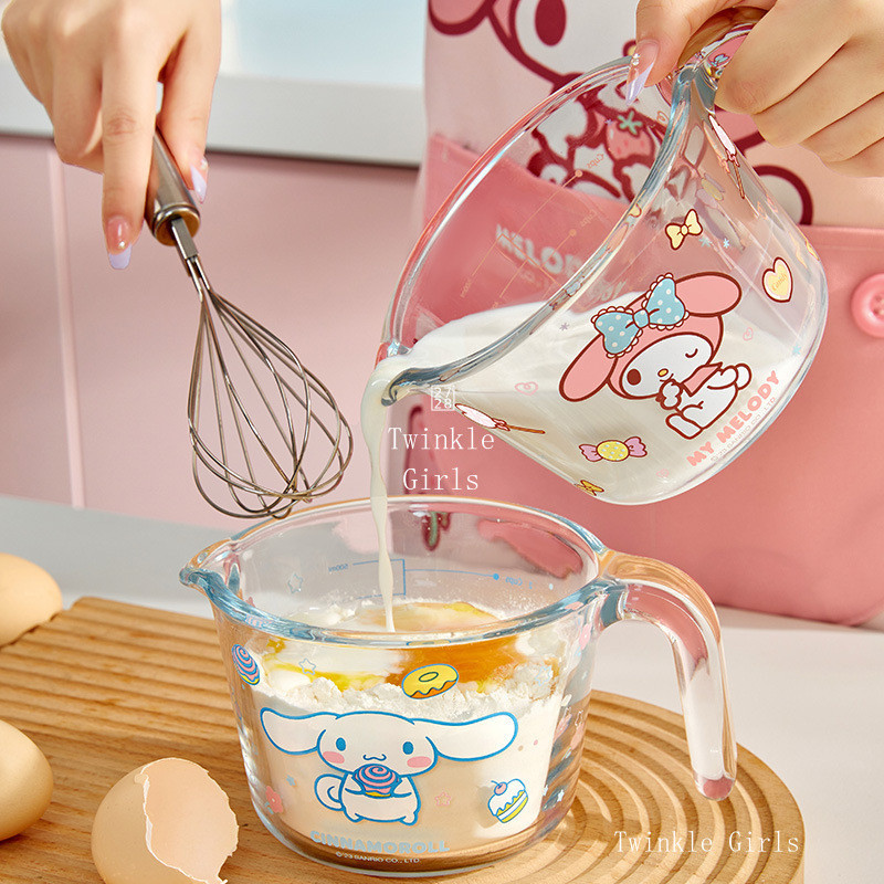 Cinnamoroll Hello Kitty แก้วตวงสองชั้น ทนอุณหภูมิสูง ตีไข่ วัดนม ไมโครเวฟได้