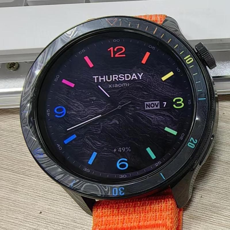 เหมาะสําหรับต้นฉบับ Xiaomi watchS3/S4 เปลี่ยนฝาสแตนเลสสีดํา Rainbow Blue Dual Time Zone สีเหลืองที่สวยงาม