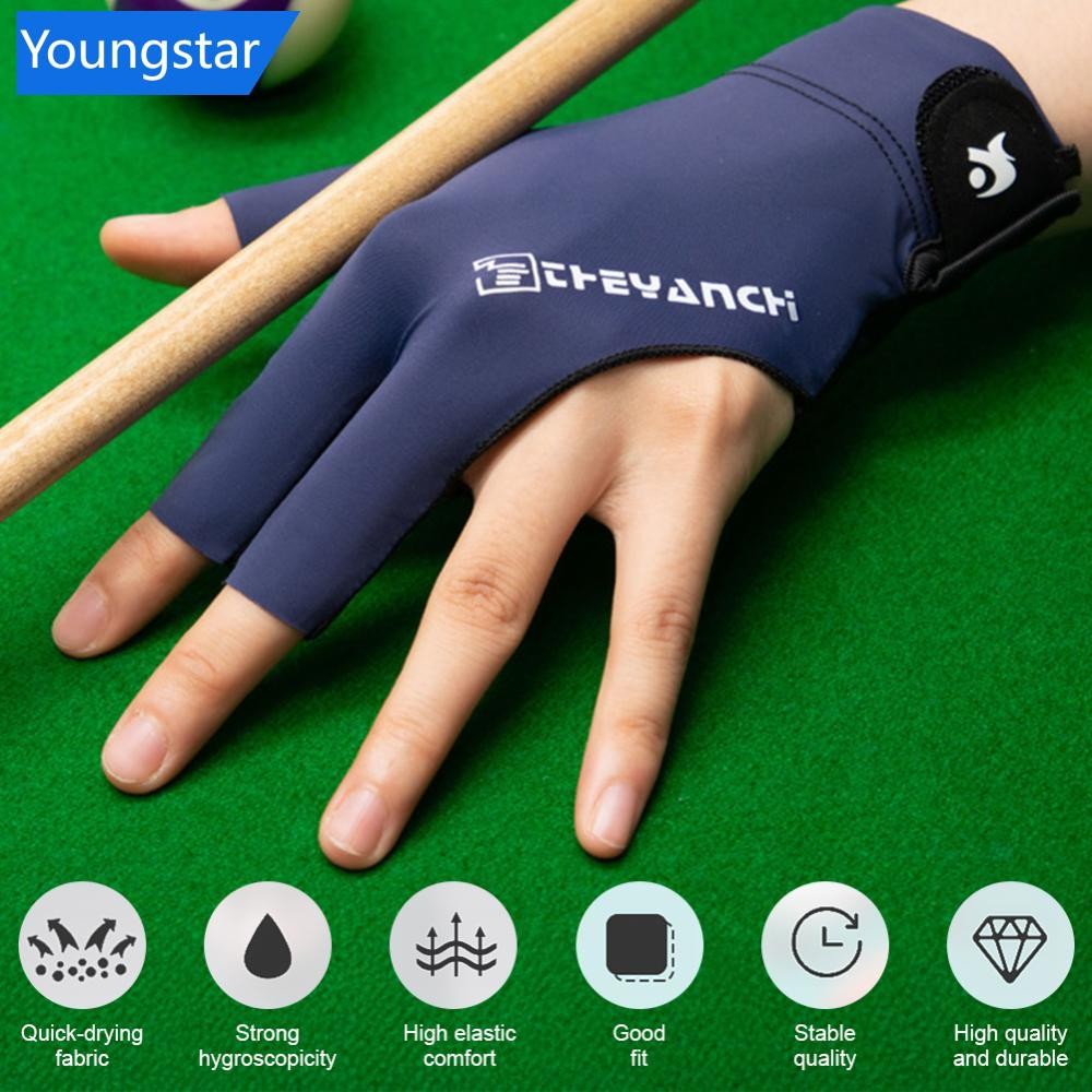 FYY 1 ชิ้น Quick-Release ถุงมือบิลเลียดสามนิ้วพร้อมแผ่นกันลื่นผ้าตาข่าย Splicing Design Breathable ถุงมือฝึกสนุ๊กเกอร์