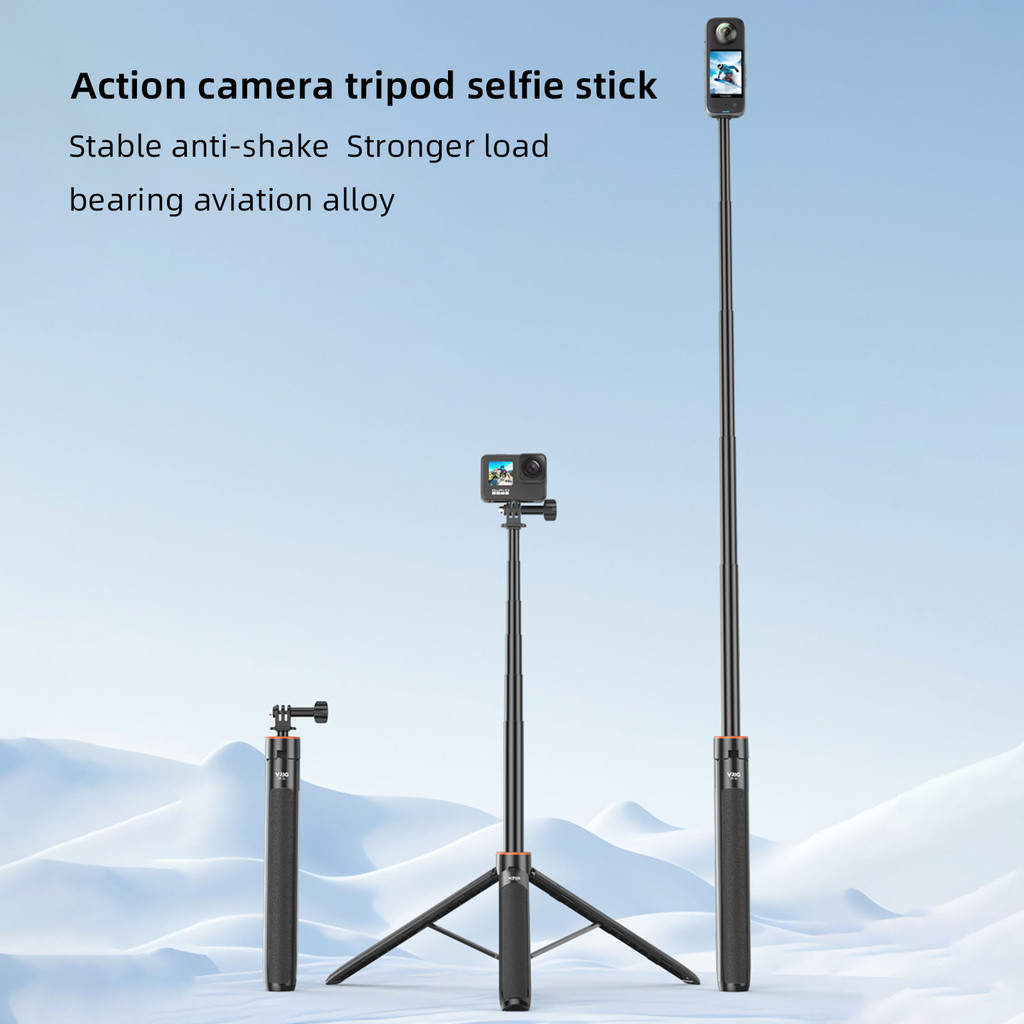 Uurig VRIG Telescopic Selfie Stick ยาวพร้อมขาตั้งกล้องกันน้ํา Hand Grip สําหรับ Insta360 GoPro