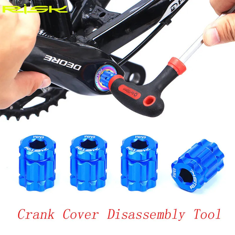 Risk จักรยาน Crank Cap ติดตั้งเครื่องมือถอดชิ้นส่วนอลูมิเนียมอัลลอยด์ Crank Arm ฝาครอบเครื่องมือปรับสําหรับ XT/UT/DA แบบบูรณาการ BB