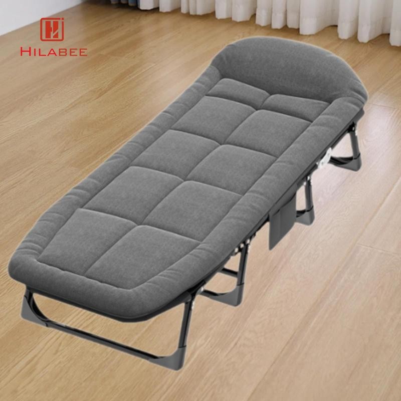 Hilabee พับ Camping Cot Sleeping Cot พร้อมที่นอนแบบพกพาพับ Guest Bed ประหยัดพื้นที่สําหรับ Home ผู้ใ