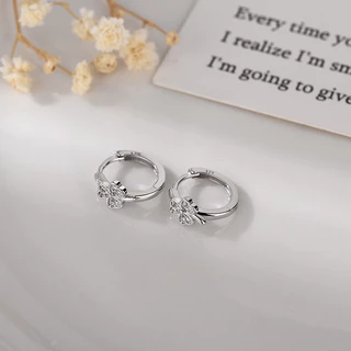 ต่างหูเพทาย Leaf Clover สําหรับผู้หญิงเงินดอกไม้ Hoop ต่างหูความงามงานแต่งงาน Jewerly ของขวัญ Pendientes