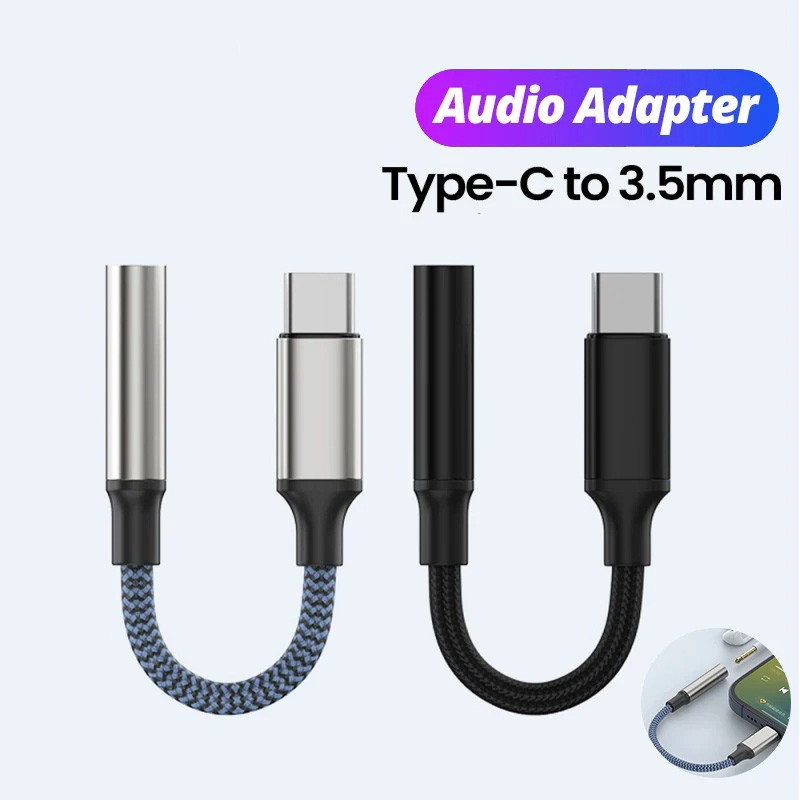 Twitch ด้ายเชือกทอ USB Type c ถึง 3.5 มม.อะแดปเตอร์ Aux Type-c 3 5 แจ็คสายสัญญาณเสียงหูฟังสายแปลงสําหรับโทรศัพท์มือถือ