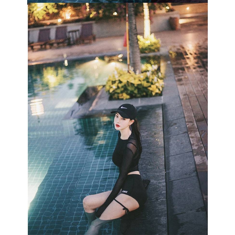 Crush💘 ชุดว่าย ทรูพีซ สินค้าสามชิ้น สีดำใส่สบาย ยืดกำลังดี 🛒พร้อมส่งจากไทย (HY679) - รูปที่ 4