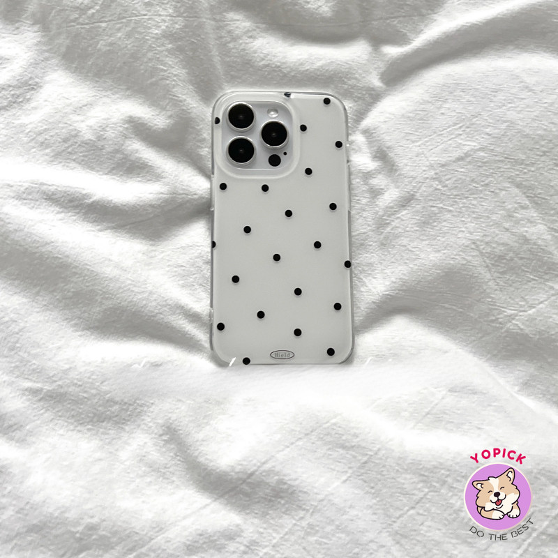 สําหรับ iphone 16pro โทรศัพท์ เคสจุดคลื่นสีดํา iphone15 ใหม่ 13 ผู้หญิง 14promax สองชั้นรวมทุกอย่างป้องกันการตก 15pro กรณี BB